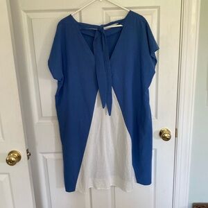 Blue and White Dress with Tie Back